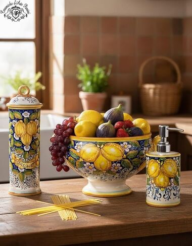 CERAMICHE D'ARTE PARRINI - Italian Ceramic Serving Appetizer Tray Baguette Flatware Pattern Lemons Hand Painted Made in ITALY Tuscan Florence Store in Saudi Arabia