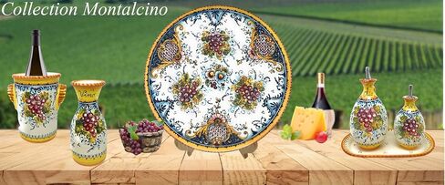 CERAMICHE D'ARTE PARRINI - مجموعة أواني طعام فخارية من السيراميك الإيطالي، أطباق تقديم وأطباق المطبخ، نمط العنب، مرسومة يدويًا، صنع في إيطاليا توسكان in Saudi Arabia