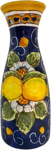 Hand Painted Italian Ceramic Carafe, 10 Inch (1 Liter) Lemon Pitcher, Lead-Free, Artisan Mediterranean Pottery Jug for Water, Wine, Juice & Table Decor in Saudi Arabia