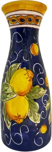 Hand Painted Italian Ceramic Carafe, 10 Inch (1 Liter) Lemon Pitcher, Lead-Free, Artisan Mediterranean Pottery Jug for Water, Wine, Juice & Table Decor in Saudi Arabia