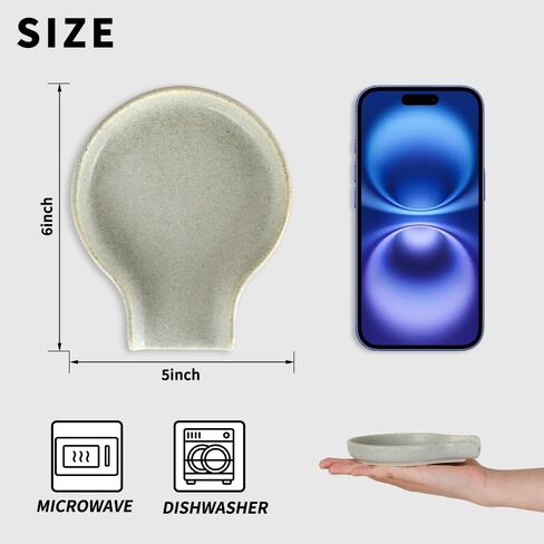 Spoon Rest - HAPPY KIT Unique Gray Spoon Rest for Stove Top for Cooking Spoons Spatula Kitchen Decor Ceramic Spoon Holder for Kitchen Counter with Gift Box Ready in Kuwait