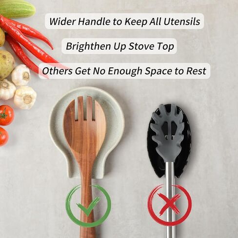 Spoon Rest - HAPPY KIT Unique Gray Spoon Rest for Stove Top for Cooking Spoons Spatula Kitchen Decor Ceramic Spoon Holder for Kitchen Counter with Gift Box Ready in Kuwait