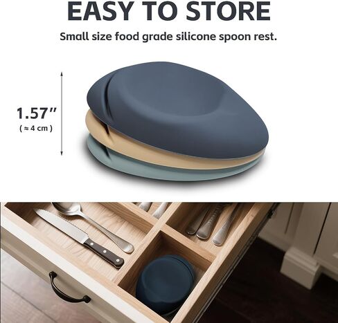 3 PCS Small Silicone Spoon Rest for Stove Top,(4.72" x 3.54" x 0.6") Spoon Holder for Kitchen Counter Dining Table Countertop Bar Station Decor, Flexible Elliptical Shape Non-Slip Unbreakable in Saudi Arabia