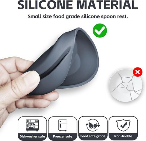 3 PCS Small Silicone Spoon Rest for Stove Top,(4.72" x 3.54" x 0.6") Spoon Holder for Kitchen Counter Dining Table Countertop Bar Station Decor, Flexible Elliptical Shape Non-Slip Unbreakable in Saudi Arabia