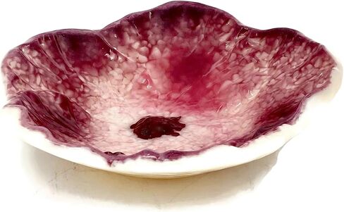 Floral Fused Glass 6 Inch Decorative Bowl in Cream and Cranberry Pink in Saudi Arabia