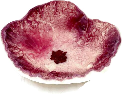 Floral Fused Glass 6 Inch Decorative Bowl in Cream and Cranberry Pink in Saudi Arabia