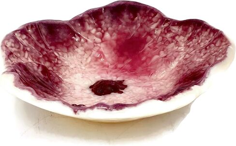 Floral Fused Glass 6 Inch Decorative Bowl in Cream and Cranberry Pink in Saudi Arabia
