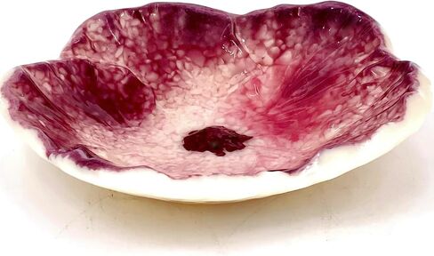 Floral Fused Glass 6 Inch Decorative Bowl in Cream and Cranberry Pink in Saudi Arabia