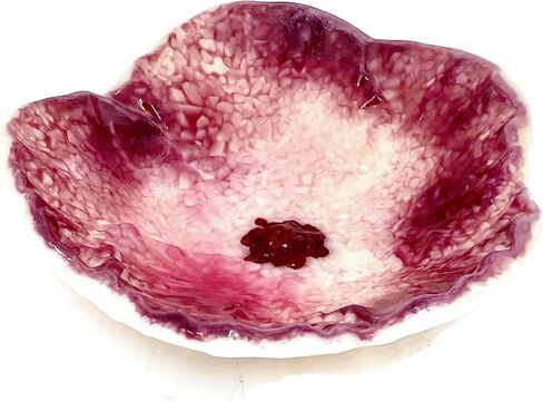 Floral Fused Glass 6 Inch Decorative Bowl in Cream and Cranberry Pink in Saudi Arabia