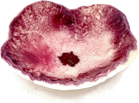 Floral Fused Glass 6 Inch Decorative Bowl in Cream and Cranberry Pink in Saudi Arabia