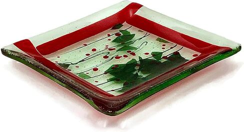 Christmas Holiday Red and Green Fused Glass 7 Inch Nesting Dish in Saudi Arabia