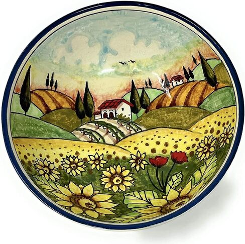CERAMICHE D'ARTE PARRINI - وعاء صغير من السيراميك الإيطالي مزين بمناظر طبيعية وفن فخار عباد الشمس مصنوع في توسكان إيطاليا in Kuwait