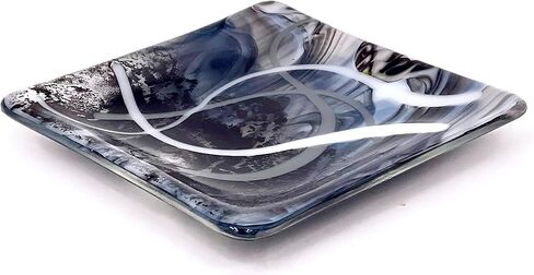 Gray and White Mid-Century Modern Art Glass Catchall Dish in Saudi Arabia