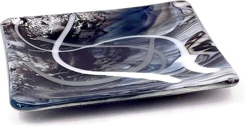 Gray and White Mid-Century Modern Art Glass Catchall Dish in Saudi Arabia