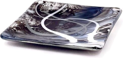 Gray and White Mid-Century Modern Art Glass Catchall Dish in Saudi Arabia