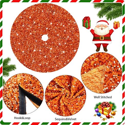 تنورة شجرة عيد الميلاد باللون البرتقالي المحروق، مقاس 46 بوصة، تنانير شجرة الهالوين، تنانير قطيفة ناعمة، تنانير شجرة عيد الميلاد المتلألئة، زينة شجرة عيد الميلاد، زينة عيد الميلاد للاحتفال بعيد الشكر، بساط شجرة ديكور معدني in Kuwait
