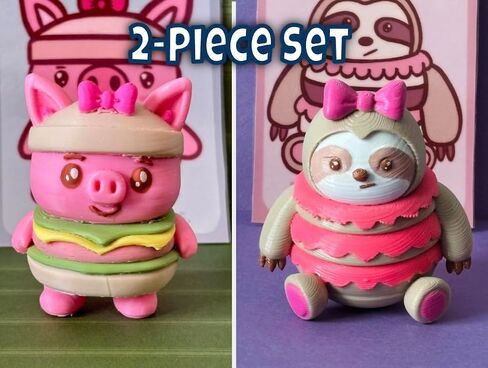 تماثيل StatueVerse Pigwich & Slothcake Foodimal - مجموعة هجينة لطيفة مكونة من قطعتين: مجموعة إصدار محدود in Saudi Arabia