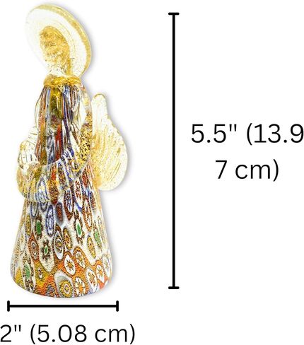 ديكوري الإيطالي تمثال ملاك ميلفيوري المصنوع يدويًا من زجاج مورانو، بطول 13.97 سم، تمثال الملاك الحارس، ديكور من الزجاج المنفوخ، هدايا لها، صنع في إيطاليا in Kuwait