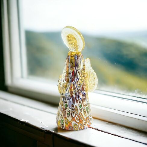ديكوري الإيطالي تمثال ملاك ميلفيوري المصنوع يدويًا من زجاج مورانو، بطول 13.97 سم، تمثال الملاك الحارس، ديكور من الزجاج المنفوخ، هدايا لها، صنع في إيطاليا in Kuwait
