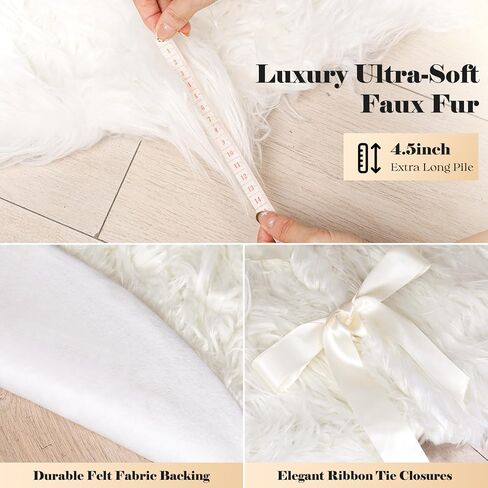 72 Inch Faux Fur Christmas Tree Skirt - Premium White Plush Tree Skirt for 7.5-12 Ft Trees in Saudi Arabia