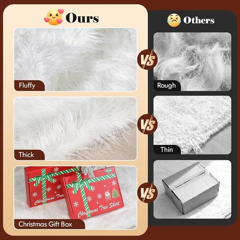 72 Inch Faux Fur Christmas Tree Skirt - Premium White Plush Tree Skirt for 7.5-12 Ft Trees in Saudi Arabia