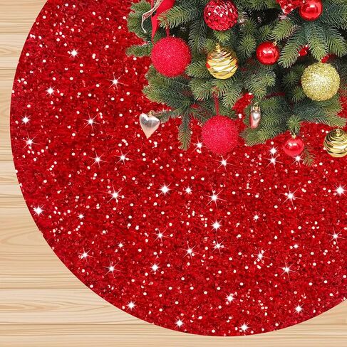 Burnt Orange Christmas Tree Skirt 46 Inch Halloween Tree Skirts Soft Velour Xmas Tree Skirts Sparkle Sequin Tree Skirt Christmas Decorations for Thanksgiving Celebration Metal Christmas Decor Tree Mat in Saudi Arabia