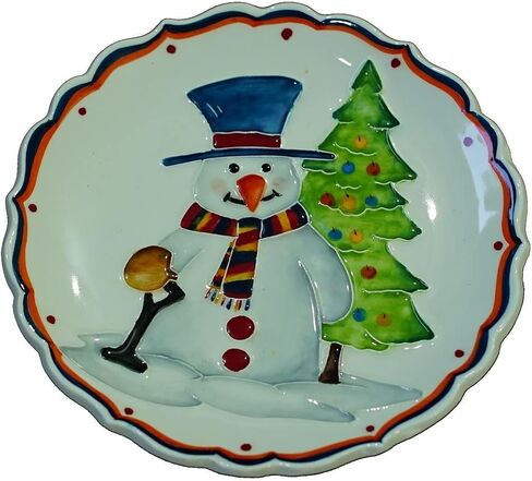 Anka Handcrafts - Christmas Home Decors – Snowman - Handmade & Handpainted Ceramic Plates with Unique Embossed Surface – w Navy Int. Velvet Case – Christmas for Homes 762 in Saudi Arabia