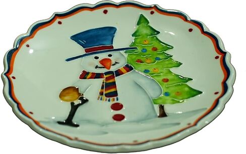 Anka Handcrafts - Christmas Home Decors – Snowman - Handmade & Handpainted Ceramic Plates with Unique Embossed Surface – w Navy Int. Velvet Case – Christmas for Homes 762 in Saudi Arabia