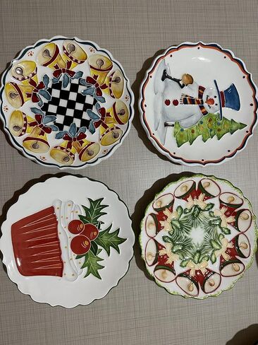 Anka Handcrafts - Christmas Home Decors – Snowman - Handmade & Handpainted Ceramic Plates with Unique Embossed Surface – w Navy Int. Velvet Case – Christmas for Homes 762 in Saudi Arabia