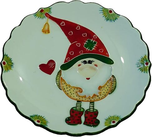 Anka Handcrafts - Christmas Home Decors - Santa's Dwarves - Handmade & Handpainted Ceramic Plates with Unique Embossed Surface – w Navy Int. Velvet Case – Christmas for Homes 760 in Saudi Arabia