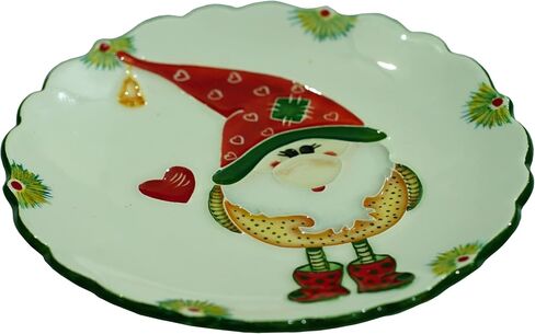 Anka Handcrafts - Christmas Home Decors - Santa's Dwarves - Handmade & Handpainted Ceramic Plates with Unique Embossed Surface – w Navy Int. Velvet Case – Christmas for Homes 760 in Saudi Arabia