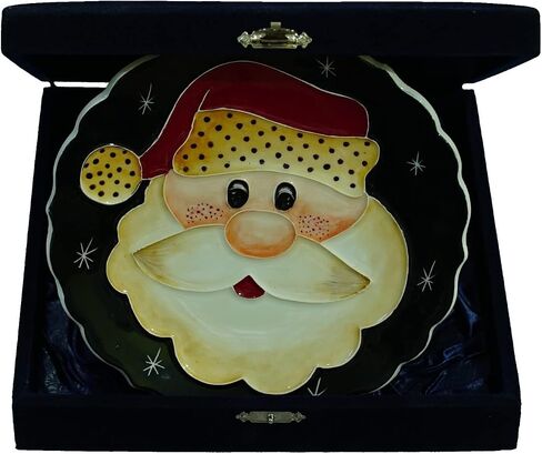 Anka Handcrafts - Christmas Home Decors – Tonton Santa Claus - Handmade & Handpainted Ceramic Plates with Unique Embossed Surface – w Navy Int. Velvet Case – Christmas for Homes 775 in Saudi Arabia