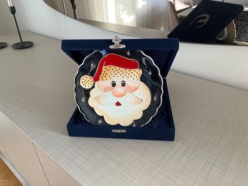 Anka Handcrafts - Christmas Home Decors – Tonton Santa Claus - Handmade & Handpainted Ceramic Plates with Unique Embossed Surface – w Navy Int. Velvet Case – Christmas for Homes 775 in Saudi Arabia