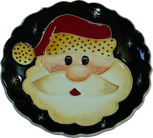 Anka Handcrafts - Christmas Home Decors – Tonton Santa Claus - Handmade & Handpainted Ceramic Plates with Unique Embossed Surface – w Navy Int. Velvet Case – Christmas for Homes 775 in Saudi Arabia