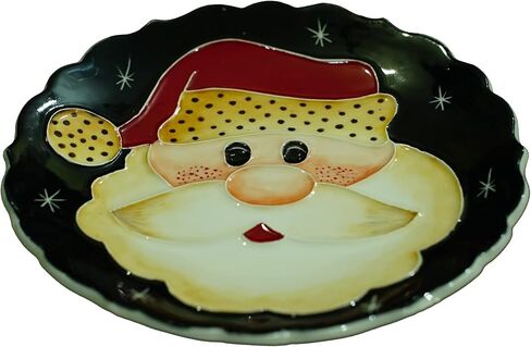 Anka Handcrafts - Christmas Home Decors – Tonton Santa Claus - Handmade & Handpainted Ceramic Plates with Unique Embossed Surface – w Navy Int. Velvet Case – Christmas for Homes 775 in Saudi Arabia