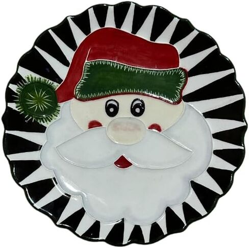 Anka Handcrafts - ديكورات منزلية لعيد الميلاد - Tonton Santa Claus - ألواح سيراميك مصنوعة يدويًا ومرسومة يدويًا مع سطح منقوش فريد - مع اللون الأزرق الداكن. حالة مخملية للمنازل الأصيلة 789 in Saudi Arabia