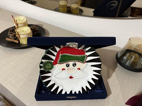 Anka Handcrafts - ديكورات منزلية لعيد الميلاد - Tonton Santa Claus - ألواح سيراميك مصنوعة يدويًا ومرسومة يدويًا مع سطح منقوش فريد - مع اللون الأزرق الداكن. حالة مخملية للمنازل الأصيلة 789 in Saudi Arabia