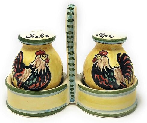 CERAMICHE D'ARTE PARRINI - Italian Ceramic Pottery Set Salt and Pepper Shakers Pots Art Pottery Hand Painted Decorated Rooster Made in ITALY Tuscan Florence in Saudi Arabia