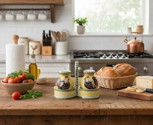 CERAMICHE D'ARTE PARRINI - Italian Ceramic Pottery Set Salt and Pepper Shakers Pots Art Pottery Hand Painted Decorated Rooster Made in ITALY Tuscan Florence in Saudi Arabia