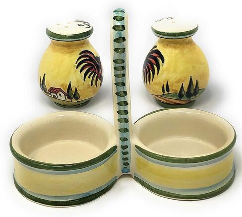 CERAMICHE D'ARTE PARRINI - Italian Ceramic Pottery Set Salt and Pepper Shakers Pots Art Pottery Hand Painted Decorated Rooster Made in ITALY Tuscan Florence in Saudi Arabia
