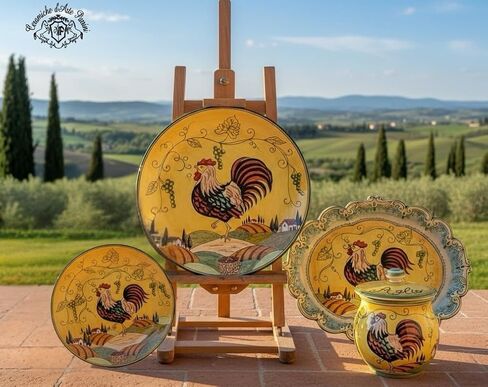 CERAMICHE D'ARTE PARRINI - Italian Ceramic Pottery Set Salt and Pepper Shakers Pots Art Pottery Hand Painted Decorated Rooster Made in ITALY Tuscan Florence in Saudi Arabia