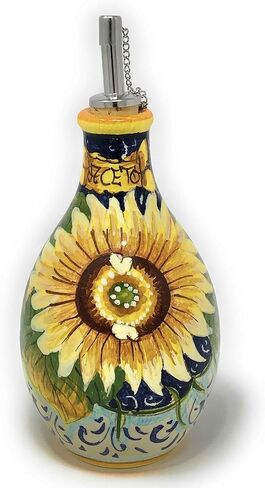 CERAMICHE D'ARTE PARRINI - Italian Ceramic Art Pottery Cruet Vinegar Decorated Sunflower Hand Painted Made in ITALY Tuscan in Kuwait