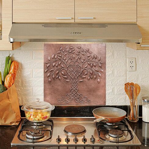 Kitchen Backsplash, Celtic Tree of Life Kitchen Backsplash, Customizable Copper Backsplash Panel, Handmade Copper Backsplash Tile, Indoor Outdoor Wall Decor (Copper) in Saudi Arabia