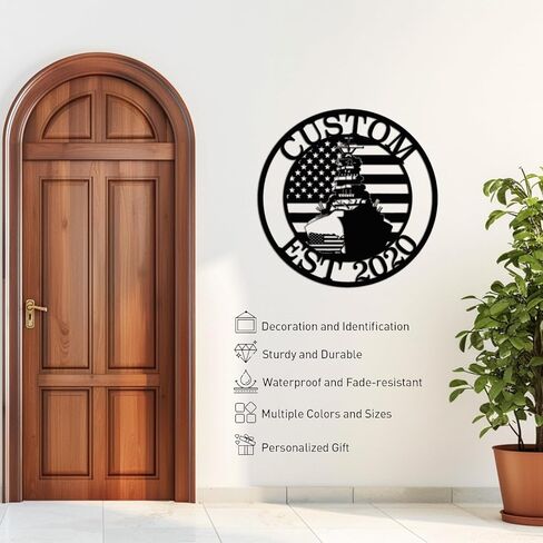 Custom Battleship Metal Wall Art Personalized Cruiser Plaque Magnetic US Navy Wall Decor Military Home Décor Gift for Navy Veterans Patriotic Warship Wall Hanging (Style 2) in Saudi Arabia