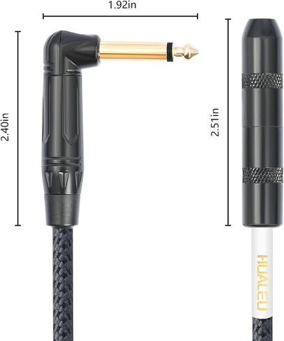 HUALEU 2-Pack 3.3Ft 1/4 بوصة الزاوية اليمنى TS ذكر إلى 1/4 بوصة TS كابل محول أنثى، 6.35 مم 1/4 بوصة موصل أحادي للقابس السفلي للجيتار/الجيتار على شكل حرف V/الجبهة التي تواجه جاك غيتار تمديد الحبل in Kuwait
