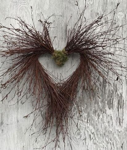 Birch Heart Decoration Wreath, Handmade and Natural Wreath, All season Decoration, Front Door Decoration (Birch, 15 in) in Saudi Arabia