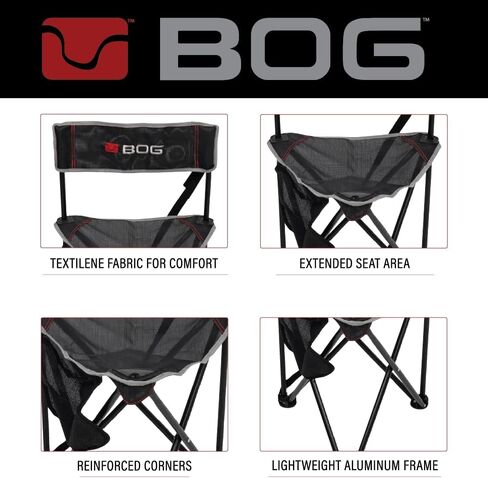 BOG Low Profile Turkey Ground Blind Chair with Rugged Construction, Aluminum Frame, Extended Seat Area, Quiet Setup, Breathable Textilene Fabric, and Carry Bag for Hunting, Shooting, and Outdoors in Kuwait