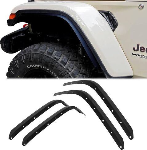 Front & Rear Fender Flares Extensions Set Fits 2018-2024 for Jeep Wrangler JL JLU Unlimited Rubicon 2/4 Doors Wheel Fender Liner (Fit High Clearance Fender Flares) in Kuwait