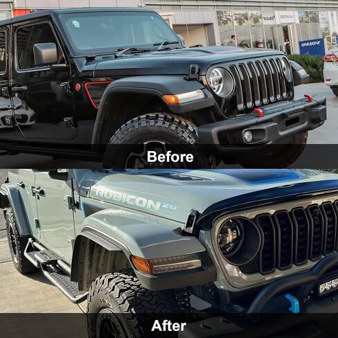 Front & Rear Fender Flares Extensions Set Fits 2018-2024 for Jeep Wrangler JL JLU Unlimited Rubicon 2/4 Doors Wheel Fender Liner (Fit High Clearance Fender Flares) in Kuwait