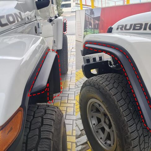 Front & Rear Fender Flares Extensions Set Fits 2018-2024 for Jeep Wrangler JL JLU Unlimited Rubicon 2/4 Doors Wheel Fender Liner (Fit High Clearance Fender Flares) in Kuwait